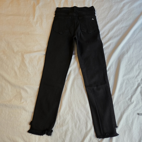 Rag & Bone sz 24 Nina High Rise Ankle Cigarette black jeans with frayed hem - Picture 10 of 13